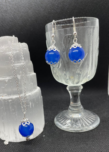 Blue Agate necklace and earrings