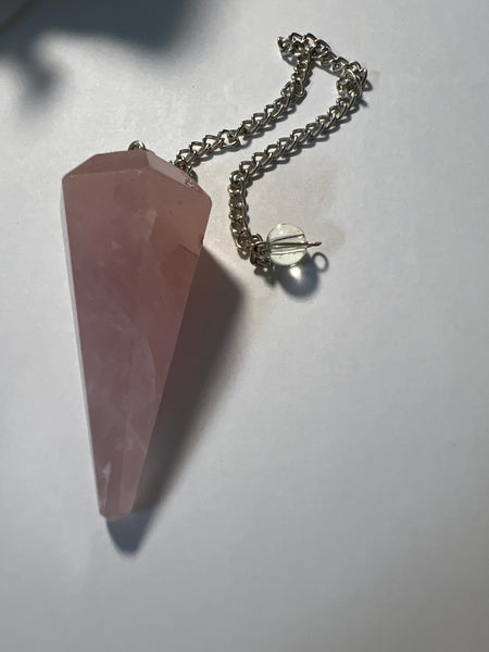 Quartz Rose or Amethyst 8” pendulum