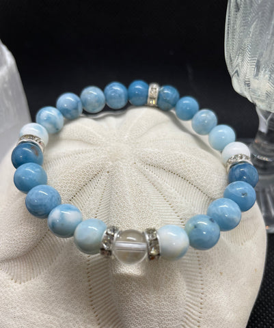 Larimar Bracelet (Blue Lace & Clear Quartz)